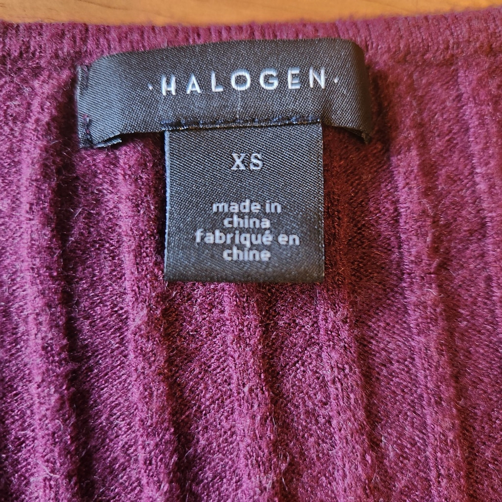 Halogen Ribbed Burgundy Sweater Women's Size XS - Picture 4 of 6